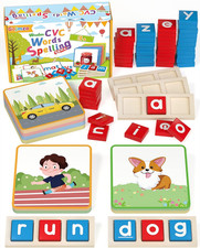 Wooden CVC Word Spelling Games, Preschool Kindergarten Learning Activities, Mont
