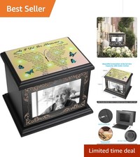 Elegant Wooden Cremation Urn with Photo Frame Rustic Style for Loved Ones