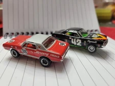 2 Slot Cars Cuda & Cougar Tjet Type Ho. RRR Wheels Dash Chassis