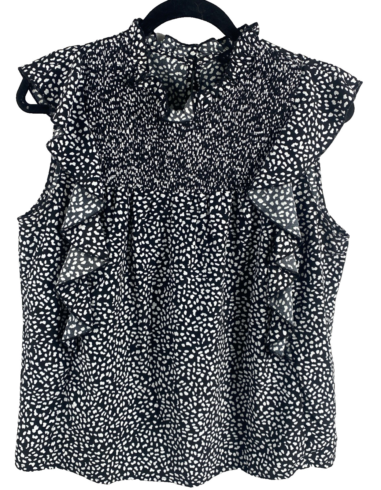 Sanctuary Ruffled Sleeveless Black & White Blouse Size Large