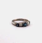32352 Vintage 925 Silver Victorian Style Faux Sapphire & Opal Eternity Ring Sz L