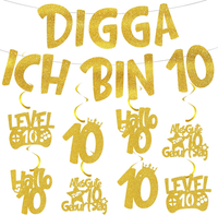 Deko 10 Geburtstag Girlande Junge MäDchen - Goldene 10. Geburtstagsdeko Digga IC