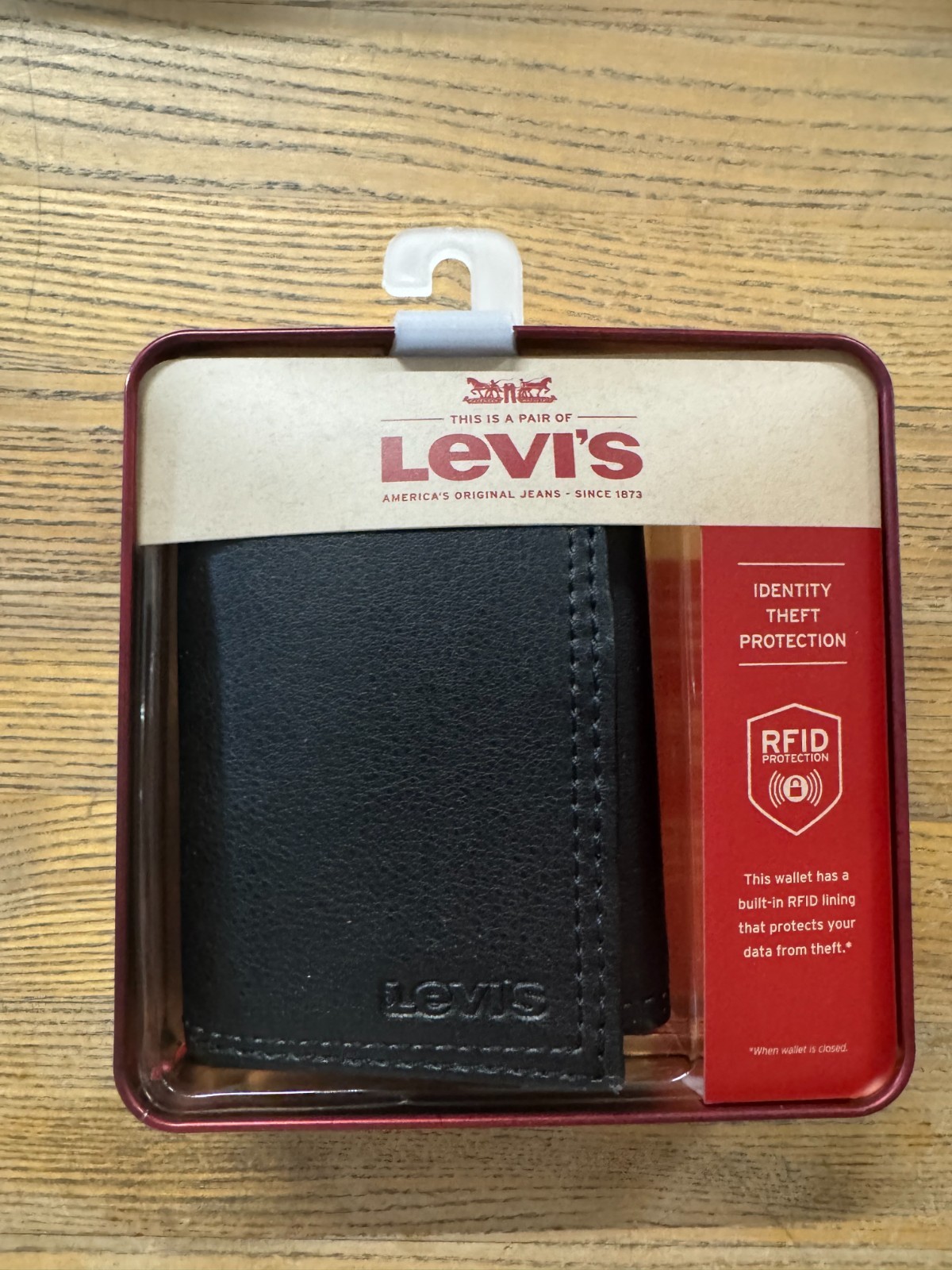 Levi'S Rfid Black Leather Wallet With Identity Theft Protection Brand New