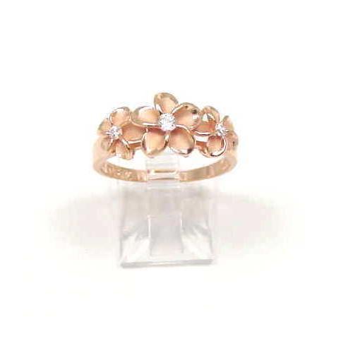 10k Rose Gold Hawaiian Plumeria Flower Ring - Polished Hawaiian Jewelry For Women