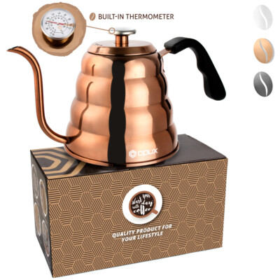 40oz Stainless Steel Pour Over Coffee Kettle Fixed Thermometer Gooseneck Spout