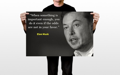 Genius Investor Elon Musk Quote Approach Art Wall - POSTER 20x30 - Photo 2 sur 4