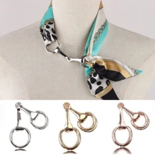 Women Silk Scarf Brooch Buckle Ring Brooch Elegant Horse'S Joint Ring Clip 