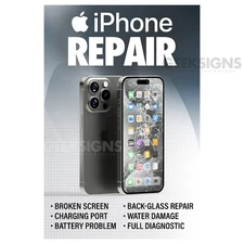 iPhone Apple Cell Phone Repair Single Poster Sign Banner - iOS Samsung Galaxy
