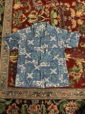 1950  s Men  s Kamehameha Hawaiian Shirt Size L Loop Collar