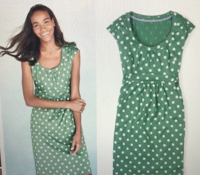 white and green polka dot dress