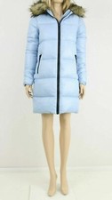 Gianni Feraud Blue Puffer Faux Fur Hood Casual Quilted Winter Coat Uk 10 Eu 38