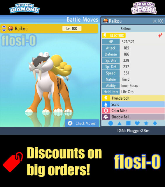 6IV Shiny Raikou Pokemon Brilliant Diamond and Shining Pearl 6IV Shiny Raikou Pokemon Brilliant Diamond and Shining Pearl