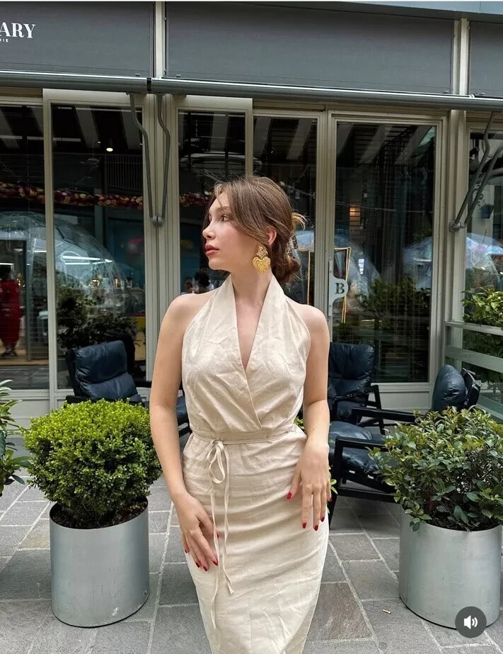zara linen halter dress Zara LINEN HALTER NECK MIDI DRESS at Mall of America in Bloomington, MN