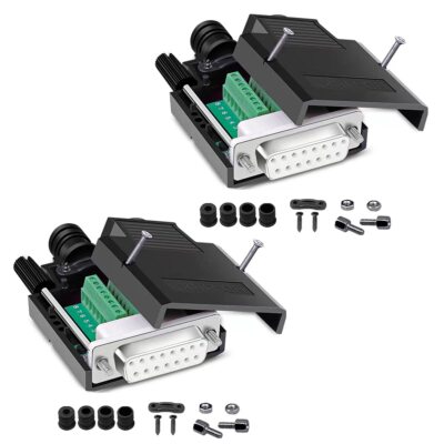 2Pcs DB15 Solderless Female RS232 D-SUB Serial Adapters 16mm thinner 15 Pin P...