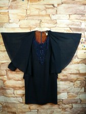 Vintage After Dark Deep Blue Dress Evening Gown Mother of the Bride Sz 17-18