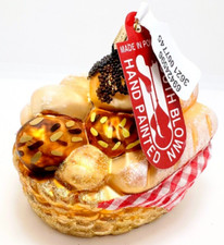 Anthropologie Bread Basket Blown Glass Hand Painted Christmas Ornament New