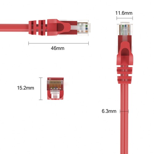 1m CAT 6 Patchkabel Netzwerkkabel Ethernetkabel DSL LAN Kabel - ROT - Afbeelding 6 van 6