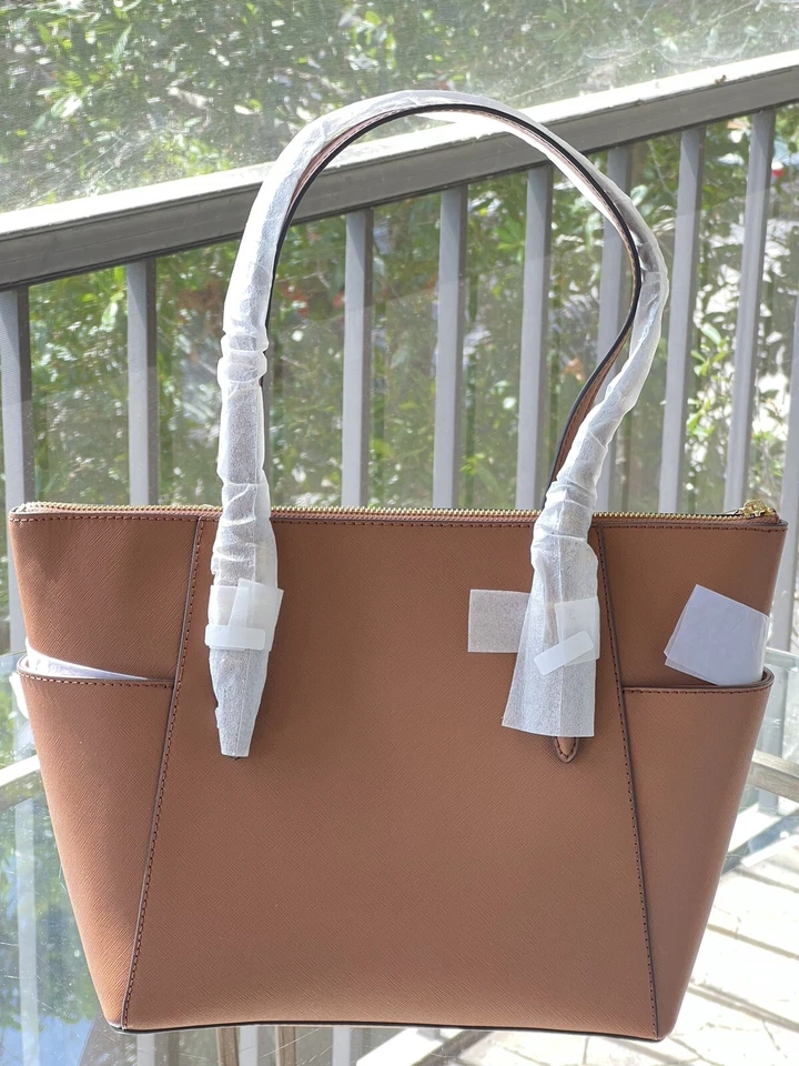 Michael Kors Charlotte Top Zip Tote Shoulder Bag  Luggage Saffiano Leather - Image 2 of 4