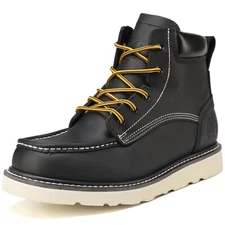 Black Soft Moc Toe Mens Work Boots Non-Slip Water Resistant 304