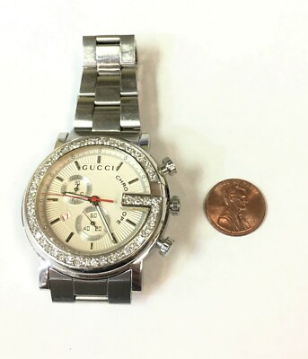 GUCCI DIAMOND BEZEL STAINLESS STEEL G WATCH YA101339 | eBay
