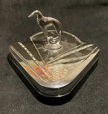 RARE 1930’s Weidlich Bros. Art Deco Borzoi Dog Silver Plate Amethyst Glass Box
