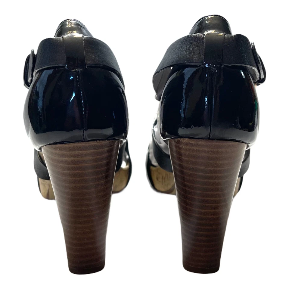 Zapatos de mujer Cole Haan charol negro y correas tacones talla 7 B Foto 3 de 4