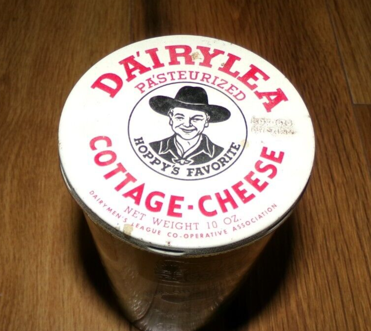 Vintage 1950s Hoppy Hopalong Cassidy Dairylea Cottage Cheese Bottle