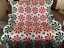 New Peppermint afghan, crochet, hand made, Red And Green Combination Afghan