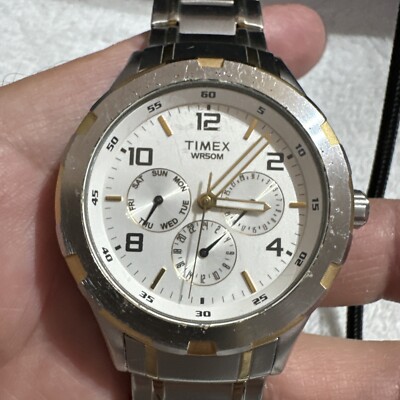 Timex Mens SR916SW Stainless Steel Chronograph Analog Silver