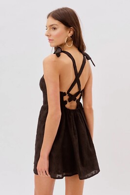 For Love & Lemons Marla Mini Dress Black Tie Straps M NWOT $194 | eBay