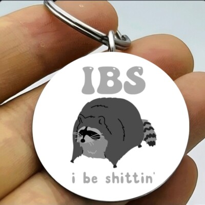 Raccoon Eat Too Much Food Ibs Can't Move Hot Funny Cute Keychain
