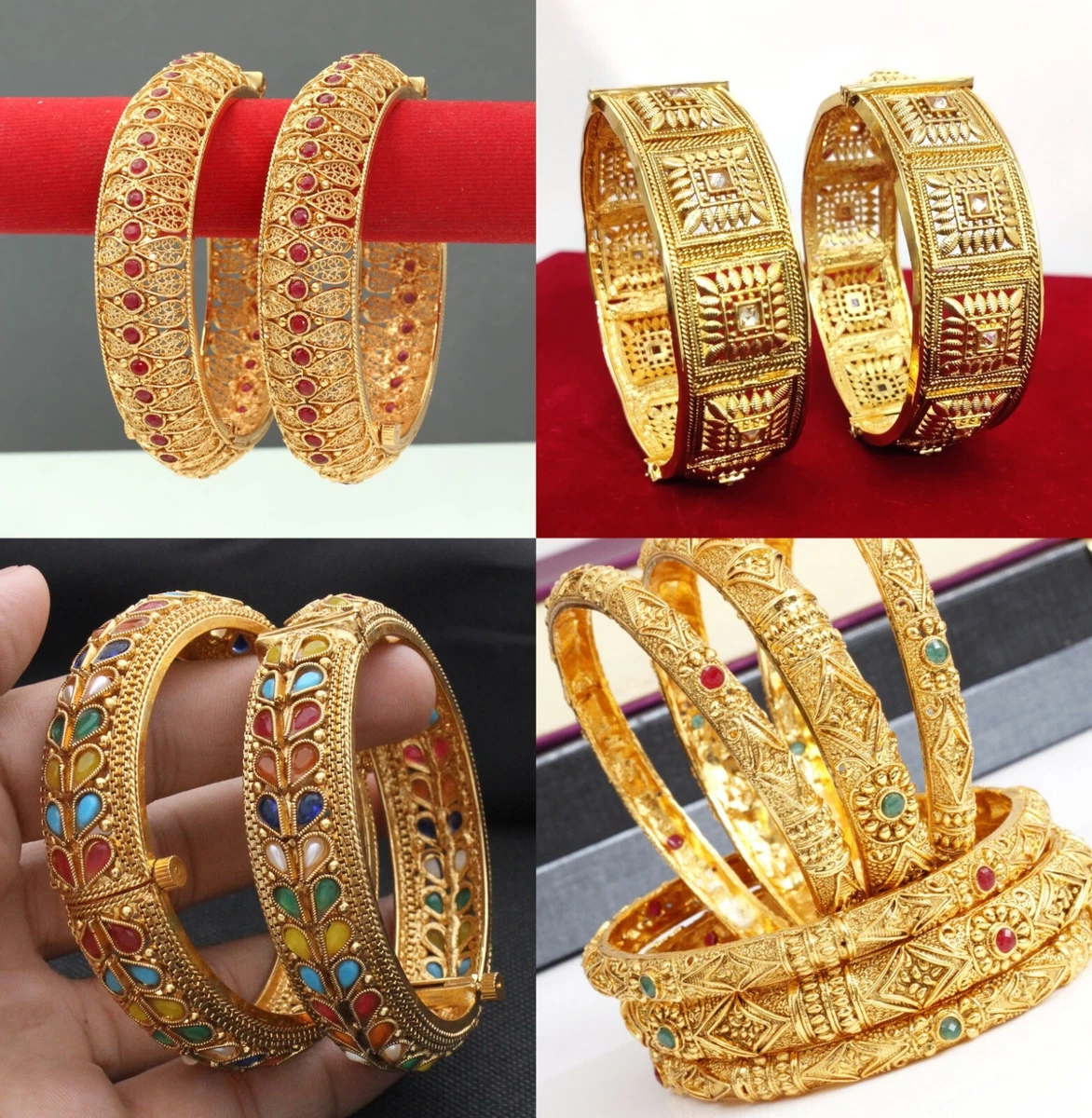 Kundan cheap bangles gold