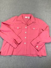 Erika Womens Jacket Linen Blend Button Up Pxl Pink Lightweight