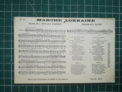 ve02 postcard fantasy song - Marche Lorraine - Jouy Pradels Ganne