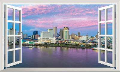 New Orleans magisches Fenster Wandbild selbstklebender Aufkleber Abziehbild Druck Poster