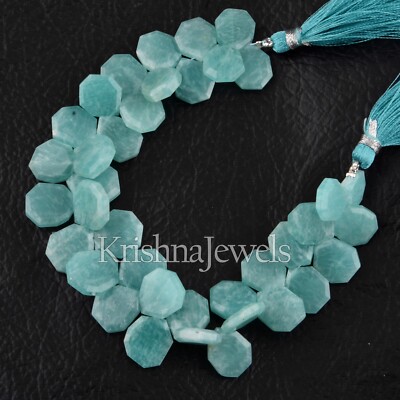 1'' Strand Natural Amazonite Faceted Hexagon Shape Briolette Gemstone