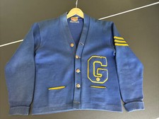 VTG 50s, 60s Kandel Wool Varsity Letterman Cardigan Sweater Golf Caddy Patch