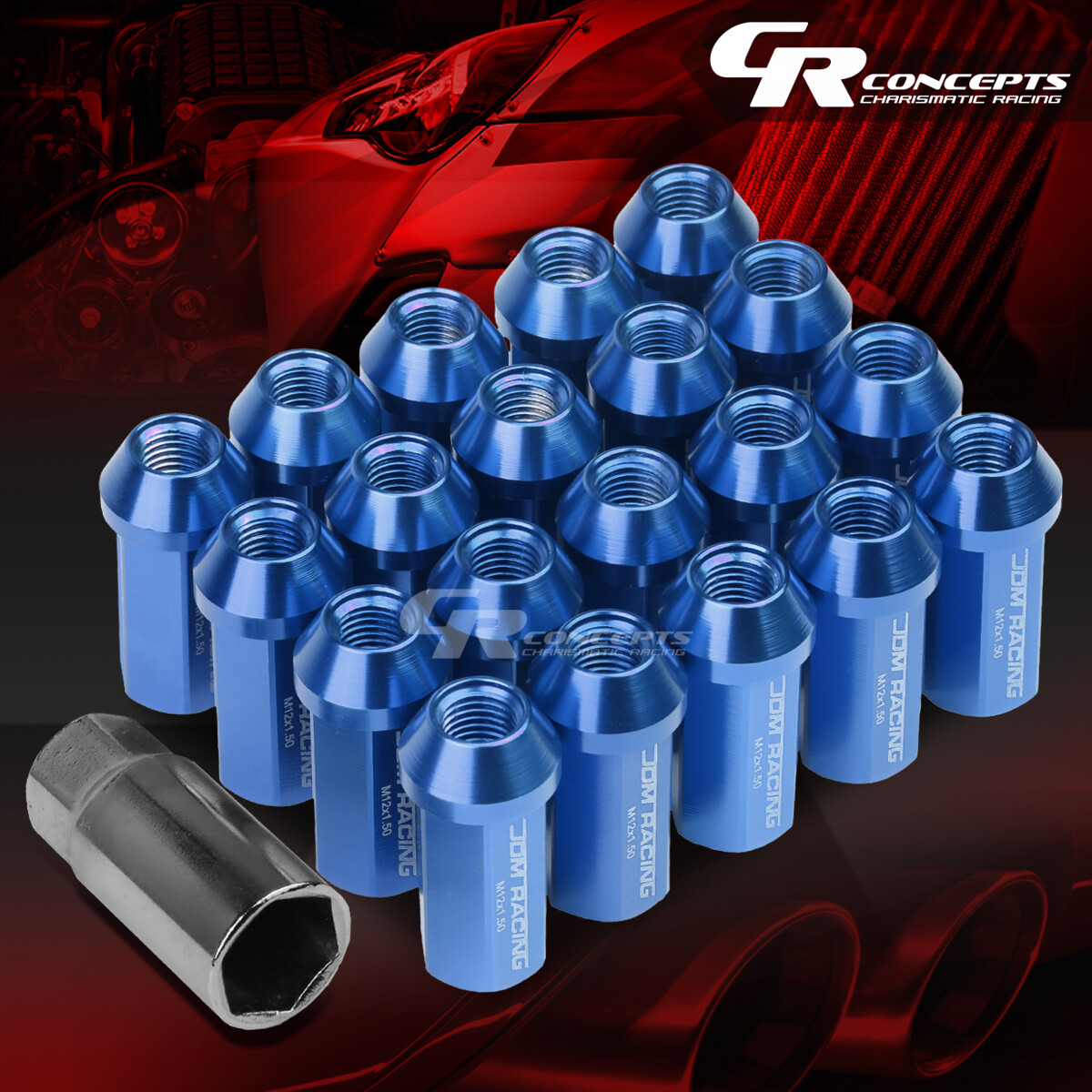 D - nuts Speed Daddy SDD-LNZTL901915RD 20-Piece JDM Closed-End Aluminum Red