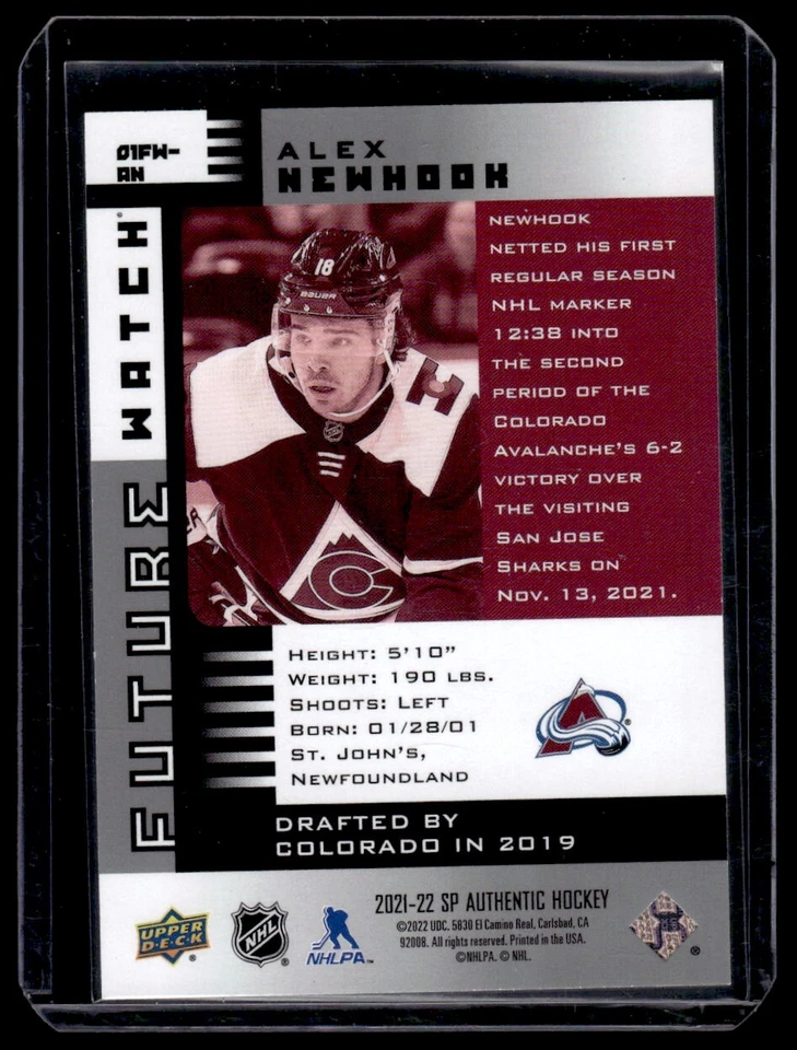 2021-22 SP Authentic Future Watch Retro Alex Newhook Rookie 047/900 #01FW-AN - Image 2 of 2