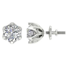 Designer Solitaire Studs Earrings Natural Diamond I1 G 1.50 Carat 14K White Gold