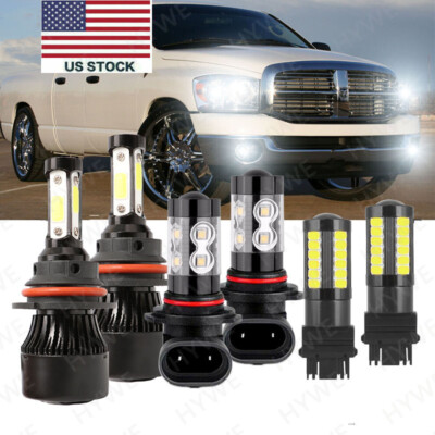 For 2006 2007 08 Dodge Ram 1500 2500 3500 6X LED Headlight Fog Light Bulbs 6000K