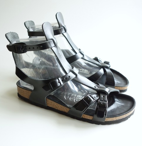 new TATAMI by BIRKENSTOCK Leather Gladiator Sandal CHANIA black 40 US9 UK7 rare - Picture 8 of 16