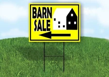 Barn Sale Black Yellow Left Arrow Yard Sign with Stand LAWN SIGN