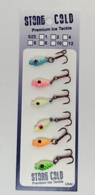 Stone Cold T-REX  Super Glow Ice Fishing TrebleJig  1/8  Lethal  Walleye Crappie