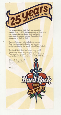 Hard Rock Cafe Atlanta Merchandise Menu Hard Rock Cafe 25th