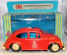 VW bug Made in Greece By Pappa toys 40 year old Fire Volkswagen Beetle 7" long