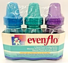 Evenflo 3 Clear Plastic Nursers, each 4 oz (120 ml) baby bottle 1995 VTG Vintage