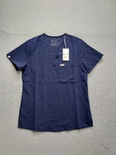 Figs Catarina Women Scrub Shirt S Blue V Neck Chest Pockets Stretch Workwear
