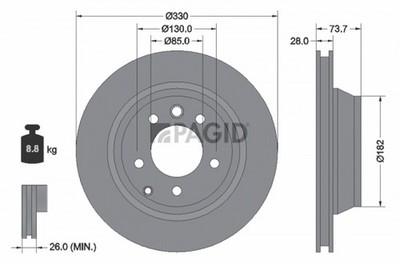 2x PAGID Bremsscheibe 54220NHC für VW TOUAREG 7LA 7L6 7L7 7P5 7P6 VAN TDI TSI Q7