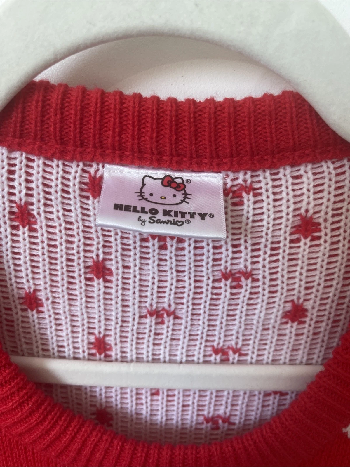 Hello Kitty Ugly Christmas Sweater Women Size Large Red White Very Cute